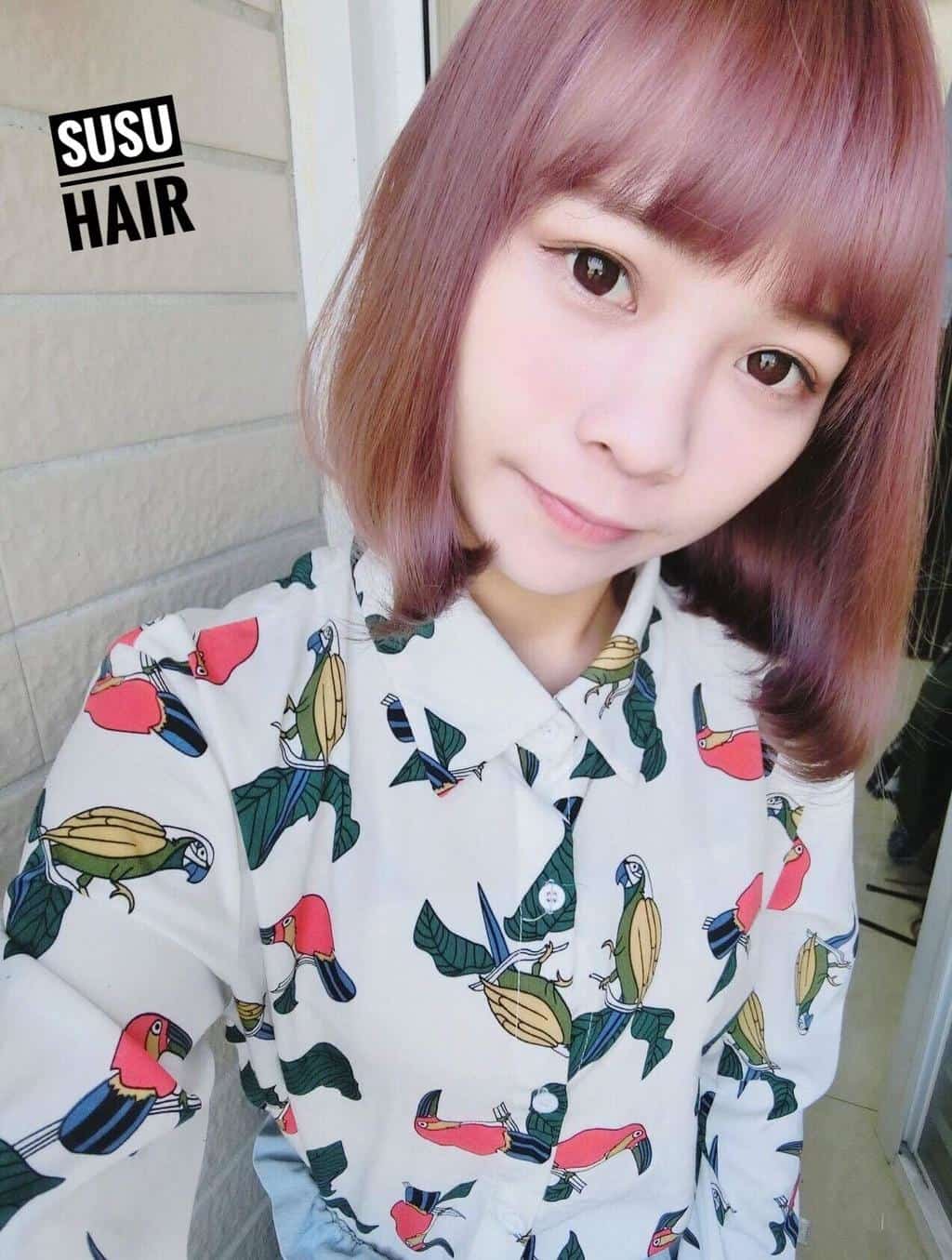 莓粉晶髮色