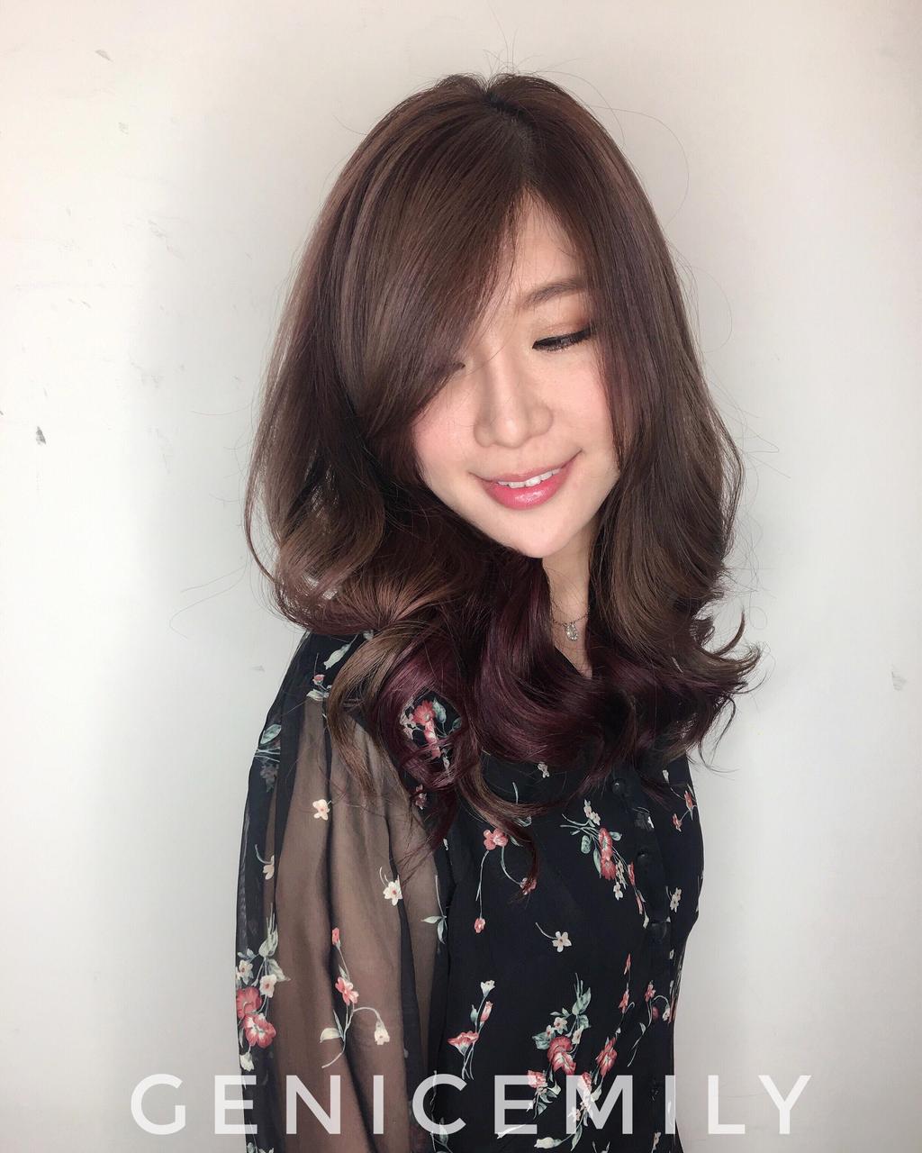 台北市Genic101設計師Emily Xie的玫瑰髮色作品