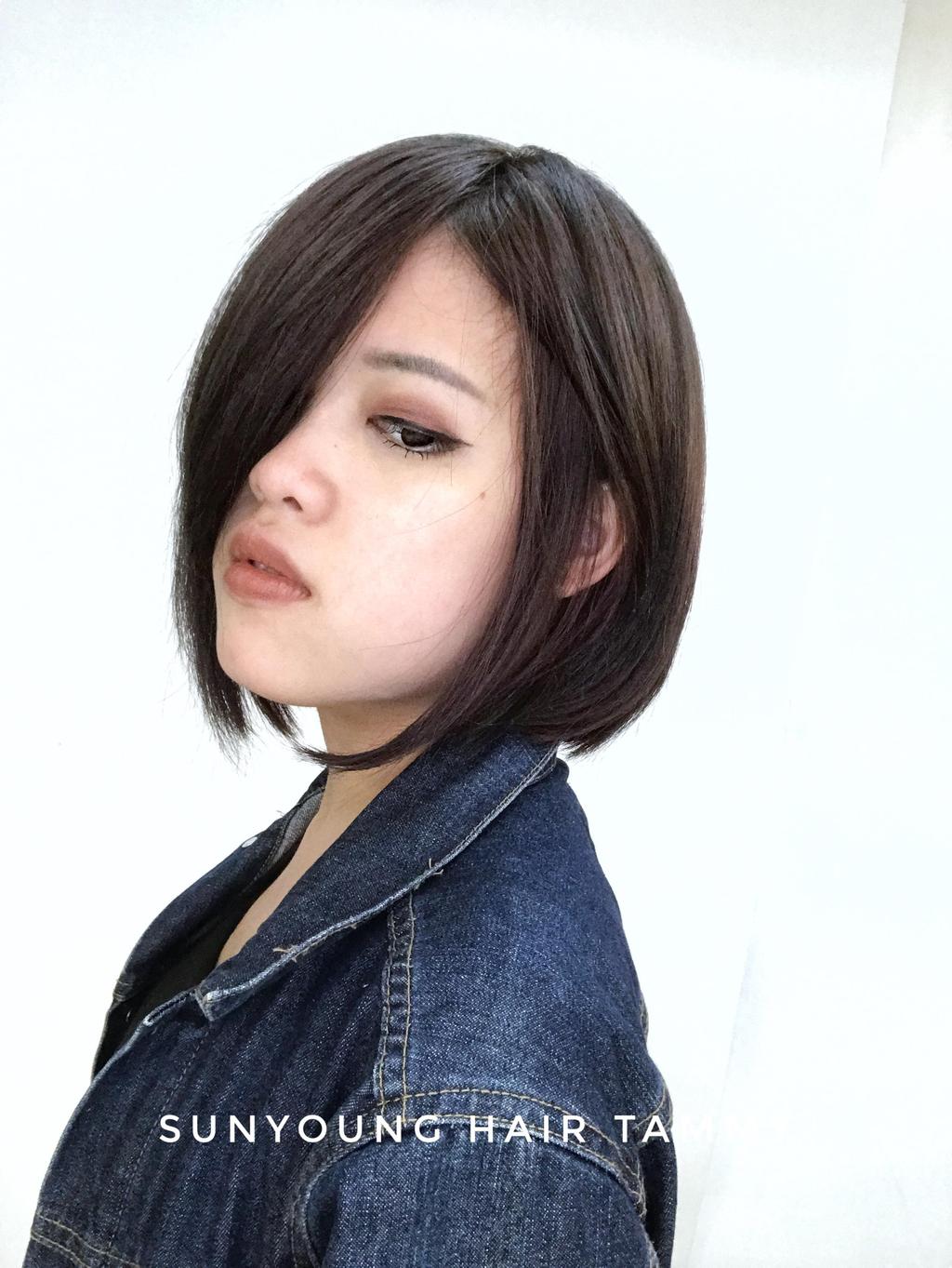 鮑伯頭、清新中短髮-(耳下肩上)、女生染髮、女生齊長髮型