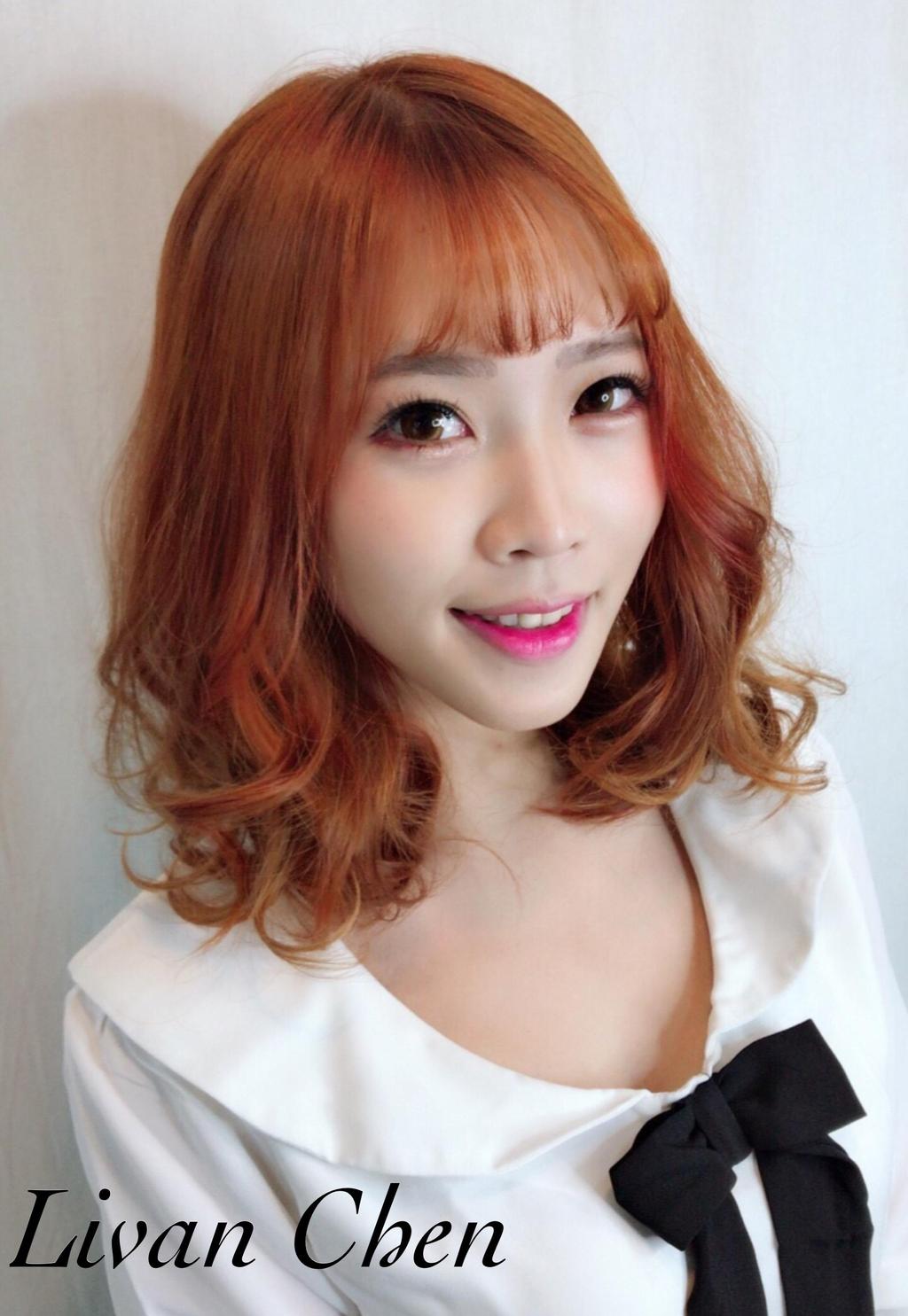台北市Livan Chen A'mour Hair Salon 師大店 amour設計師Livan Chen的橘色系髮型