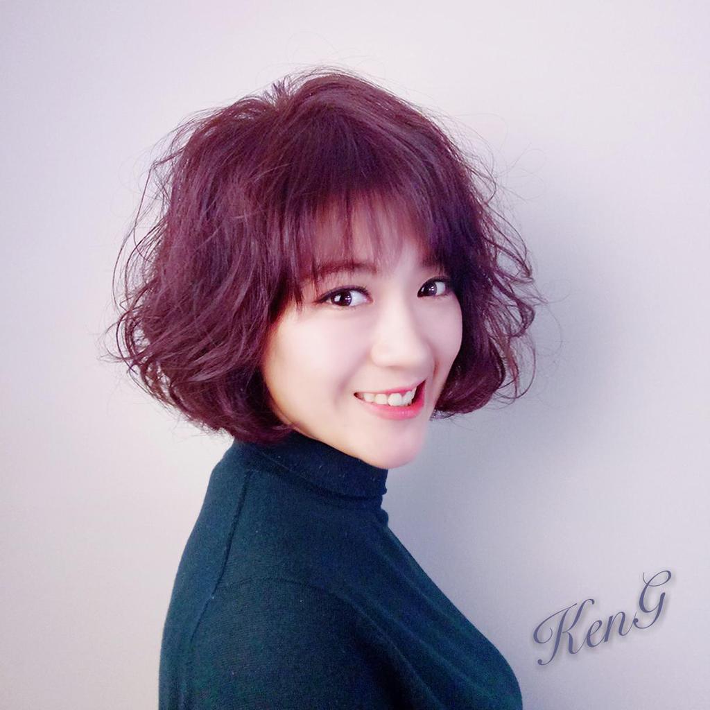 台中紫紅色染髮 短捲燙髮沙龍推薦