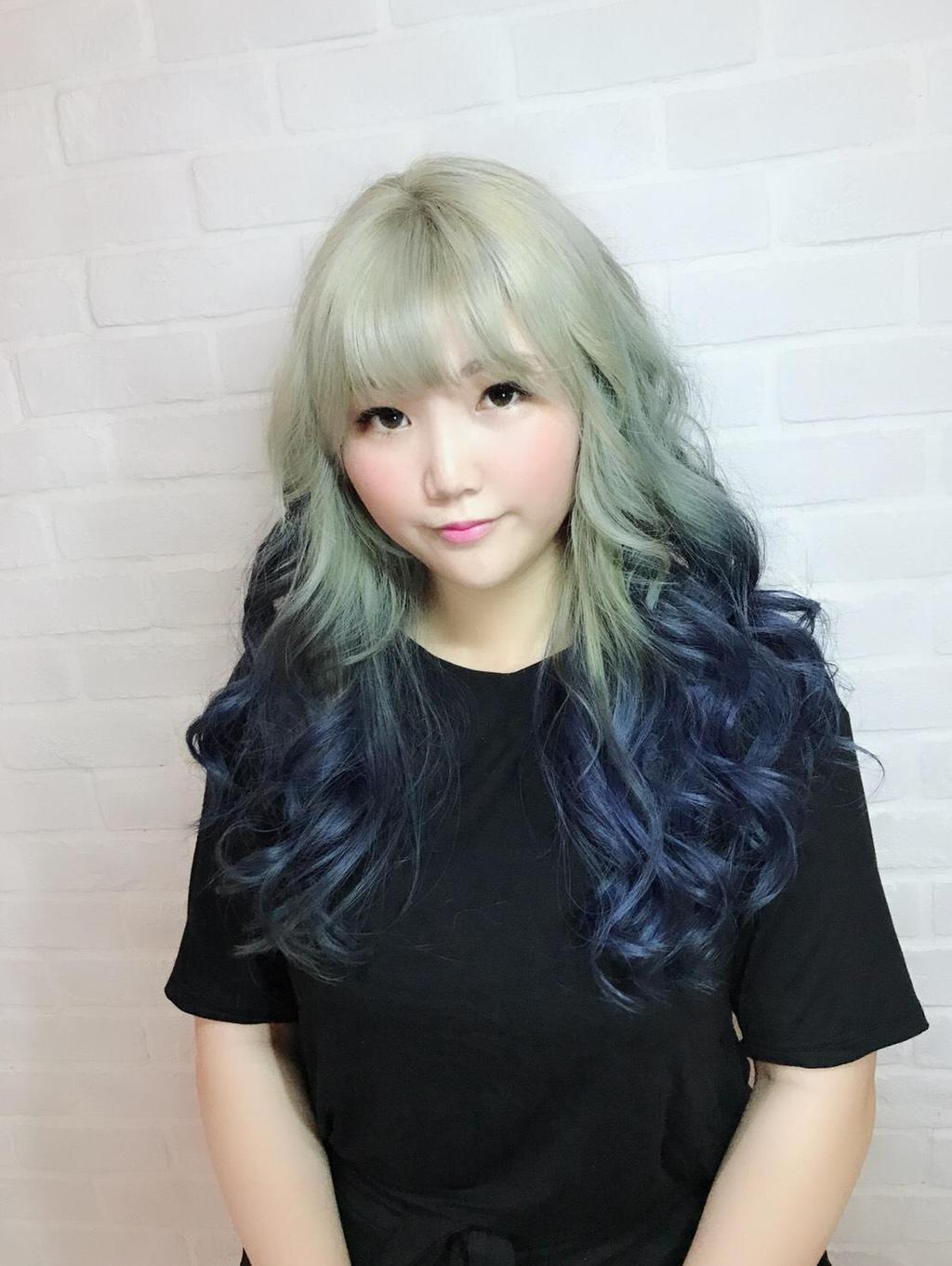 女生長髮長卷髮綠色髮色藍色髮色漸層髮色美人魚髮色
