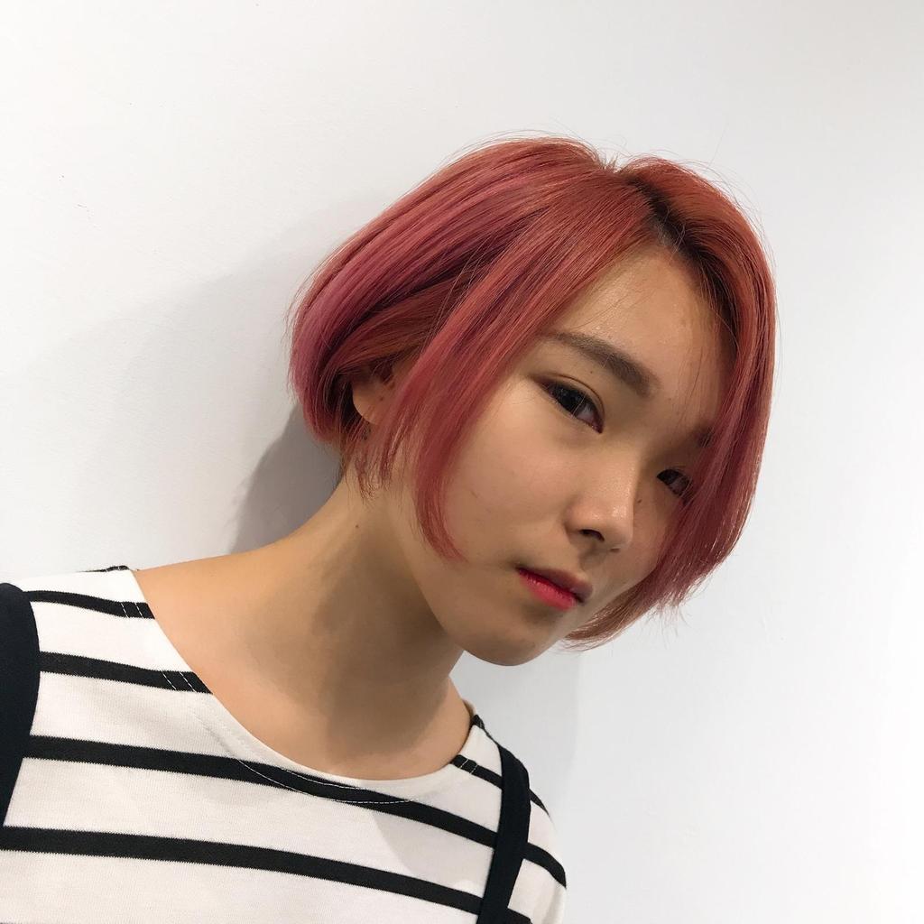 玫瑰砂晶色、霧面質感、春天花季髮色、迷霧晶礦染、女生短髮