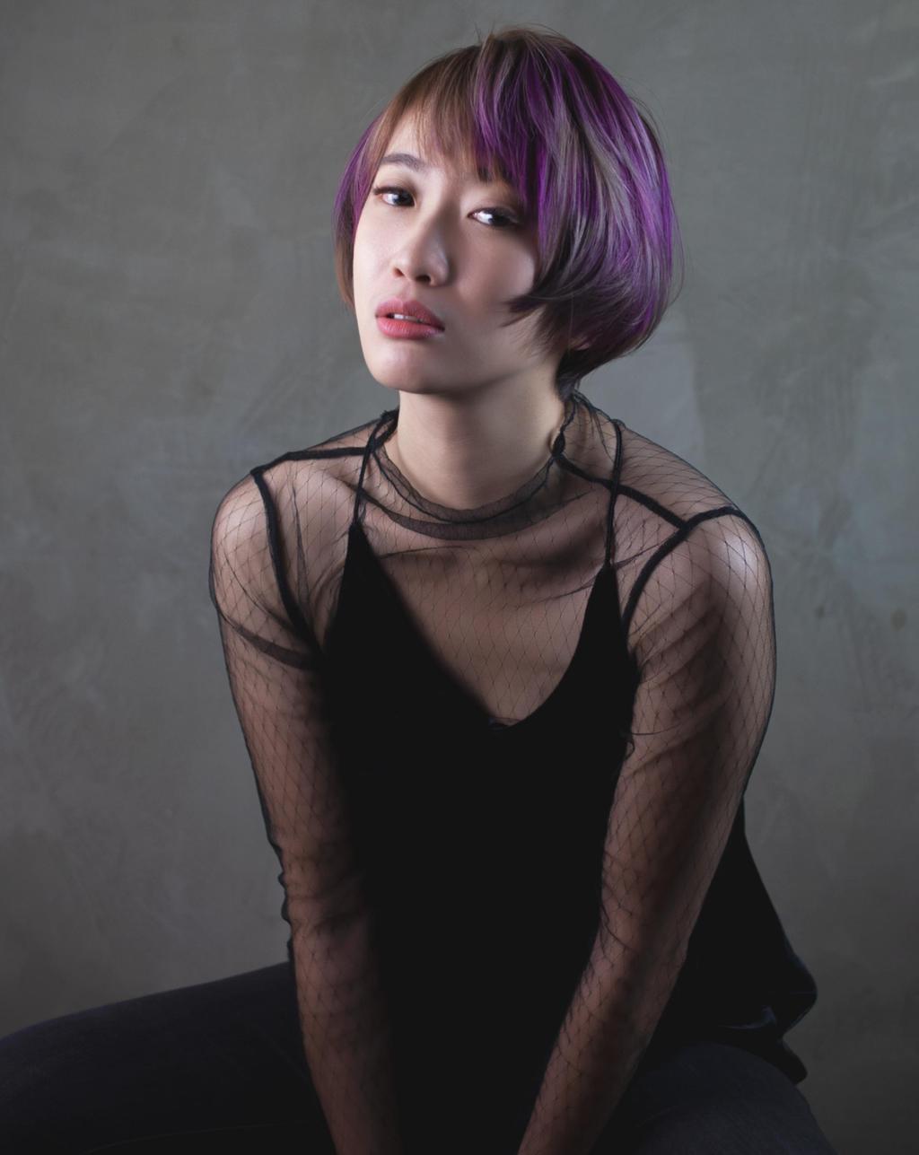 清新中短髮-(耳下肩上)、紫外光髮色、氧氣瀏海、高層次短髮