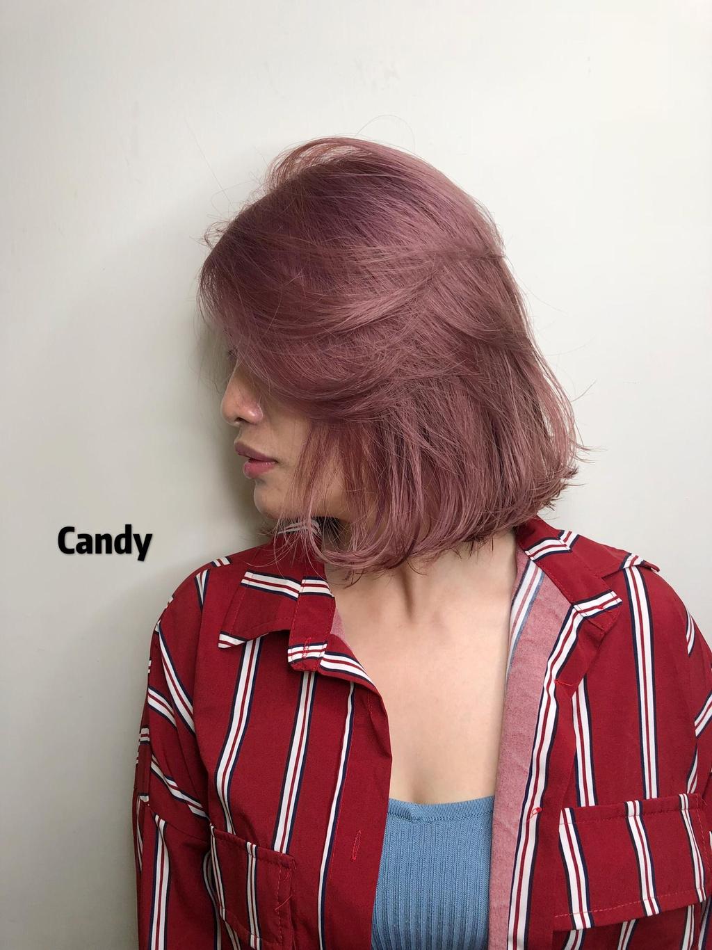 玫瑰砂晶色、霧面質感、春天花季髮色、迷霧晶礦染、女生短髮