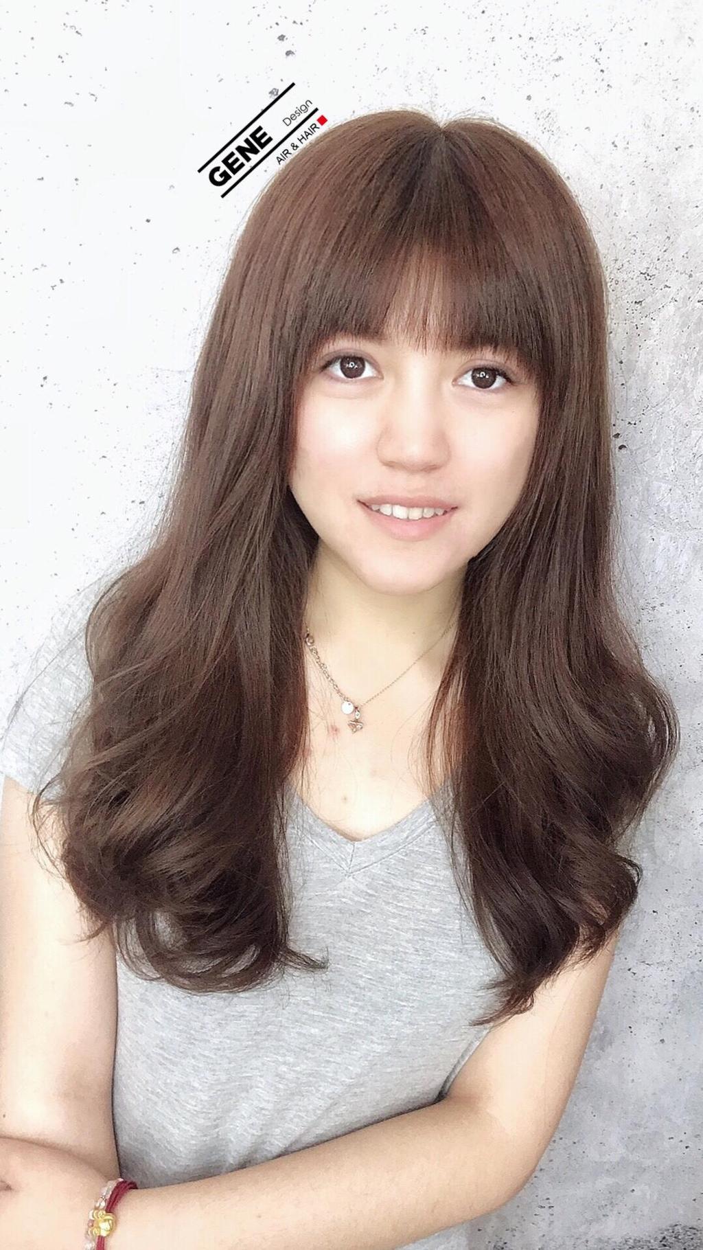 女生髮型、女生長髮、棕色系、氧氣瀏海