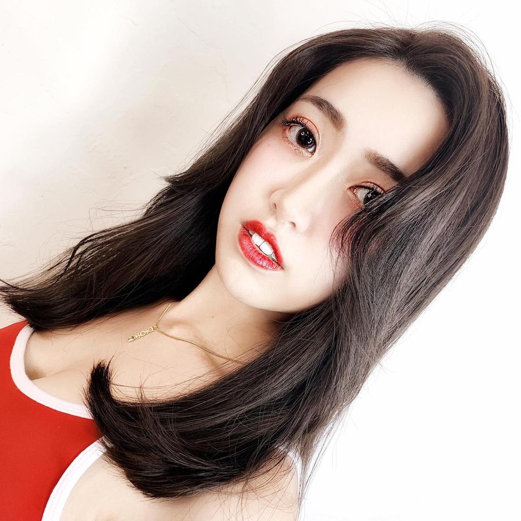 女生中長髮胎毛瀏海鎖骨髮黑巧克力髮色黑茶髮色