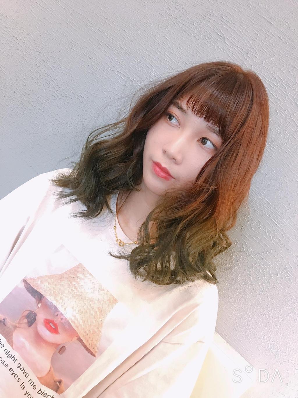 漸層挑染、漂色、褐色系、漸層布丁染、鎖骨髮