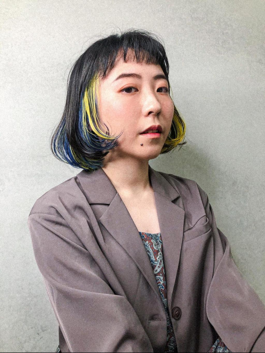 漸層布丁染、女生眉上瀏海、特殊色、耳圈染