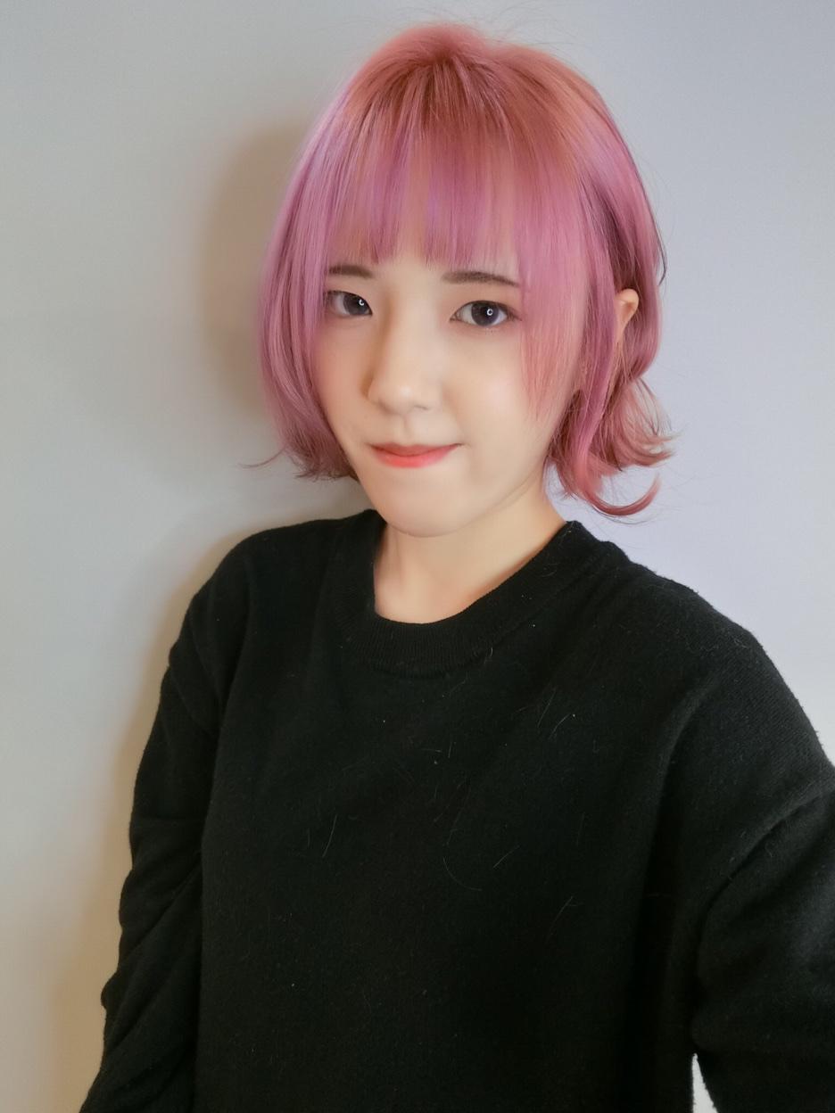 下巴短髮 &times; 輕盈粉色