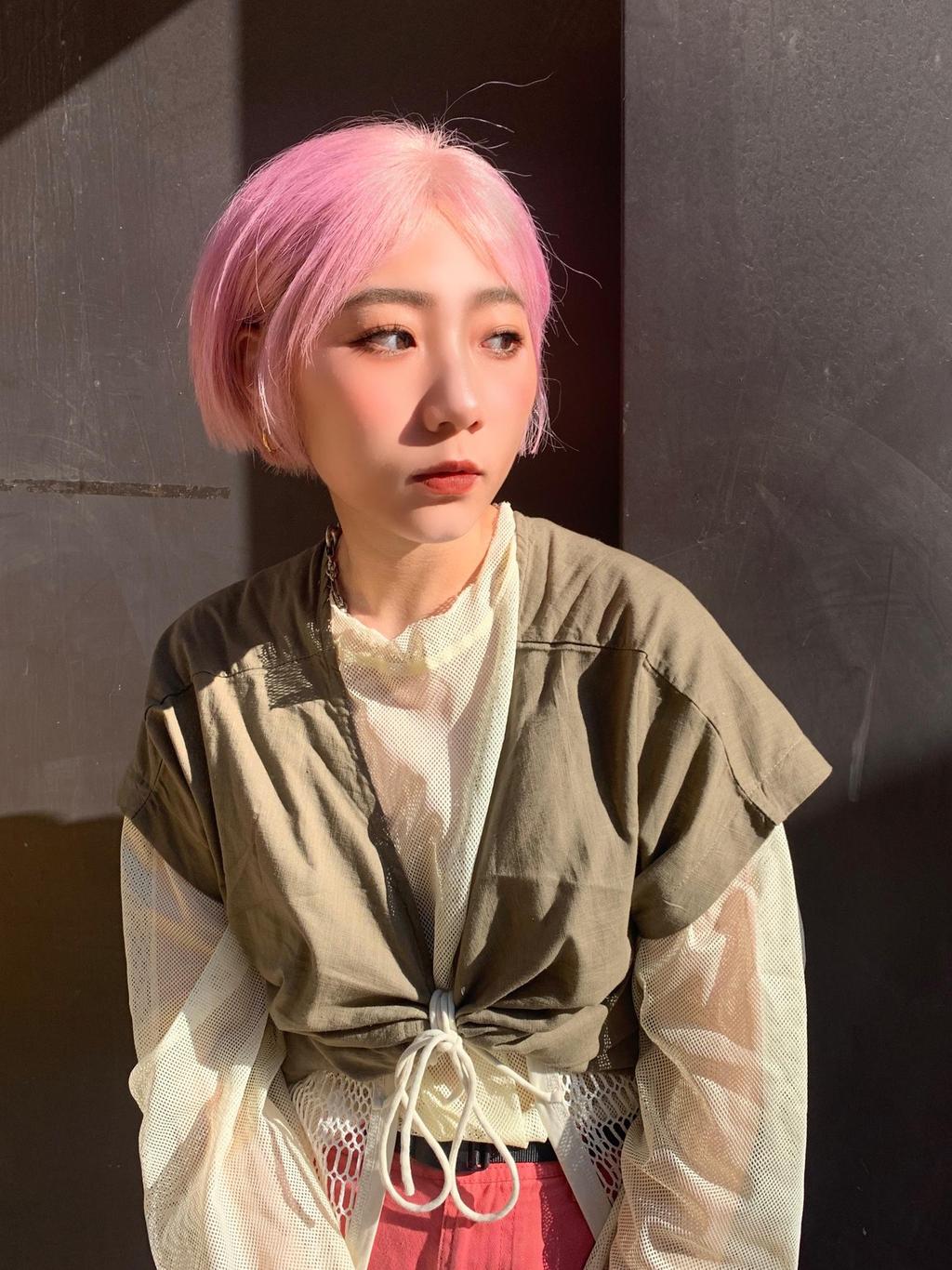 下巴短髮 &times; 輕盈粉色