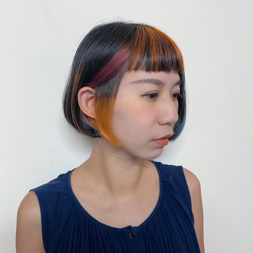 春天花季髮色、耳圈染、珊瑚橘色、珠寶盒光透髮色、隱藏式挑染