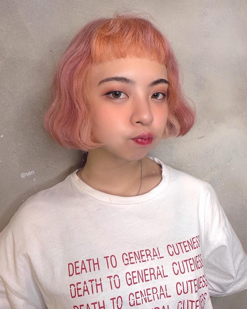 耳圈染、特殊色、春天花季髮色、漂髮、珊瑚粉