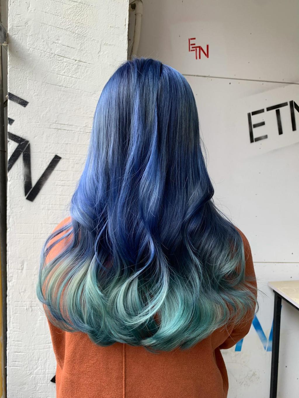 獨角獸髮色、特殊色、漂髮、地球藍、裙擺挑染