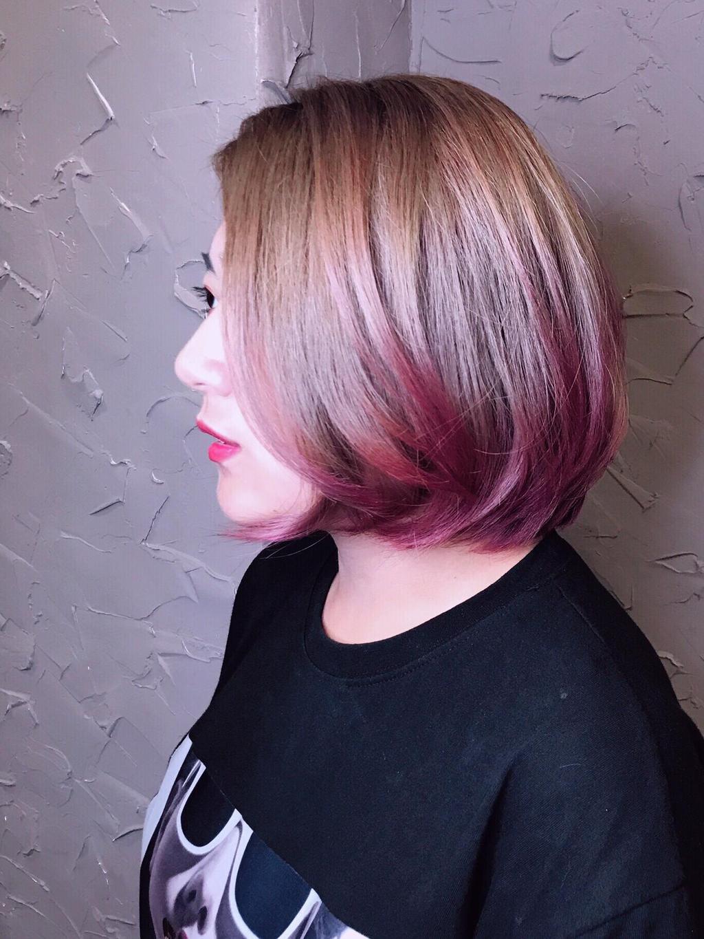 台中市柏貳理髮廳設計師Rabi的髮根漸層髮色作品